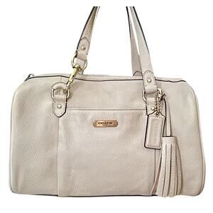 Coach 2013 Avery Stone (Cream) Pebbled Leather Zip Satchel F26121